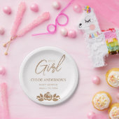 その女の子金ゴールド白フローラ赤ちゃんシャワー ペーパープレート (パーティー)