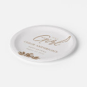 その女の子金ゴールド白フローラ赤ちゃんシャワー ペーパープレート (アングル)