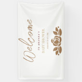 その女の子金ゴールド白フローラ赤ちゃんシャワー 横断幕 (縦)