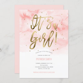 その女の子，ピンク，水色，ベビーガールシャワー 招待状