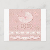 その女の子、新しい生まれ赤ん坊の女の子の発表、誕生 案内ポストカード (正面)