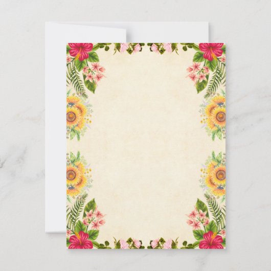 その女の子，象のトロピカルピンクの赤ちゃんシャワー 招待状 (裏面)