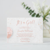 その女の子、赤ちゃんシャワー、風船の写真ピンク 招待状 (スタンド正面)