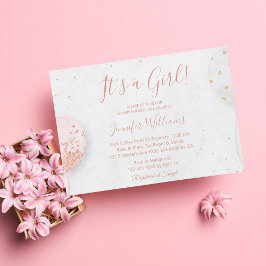 その女の子、赤ちゃんシャワー、風船の写真ピンク 招待状