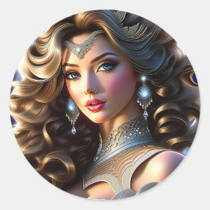 その女性のドレスは美しく印象的だ。それ ラウンドシール