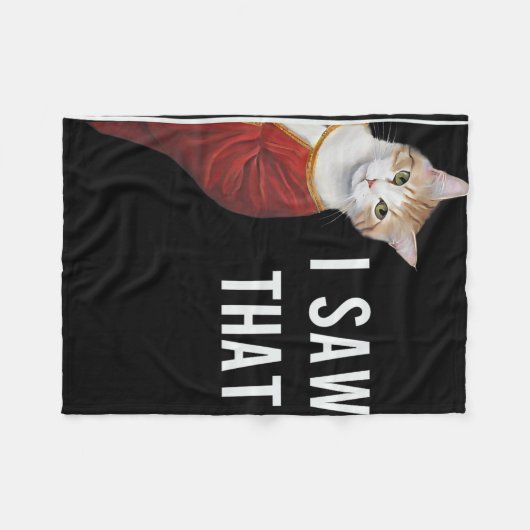 その子猫のおもしろい可愛い猫クリスマスイエスGを見た フリースブランケット (正面(横))