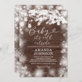 その寒い外のスノーフレーク冬の木の赤ちゃんシャワー 招待状 (正面/裏面)