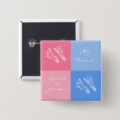 その対の男の子および女の子のかわいいピンクのベビーの足跡 缶バッジ (正面&裏面)