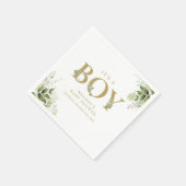 その少年の緑の葉の金ゴールド手紙の赤ちゃんシャワー スタンダードカクテルナプキン (角)