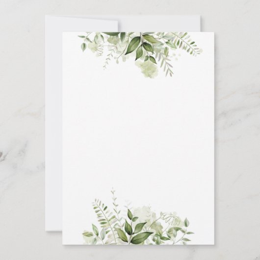 その少年の緑の葉の金ゴールド手紙の赤ちゃんシャワー 招待状 (裏面)