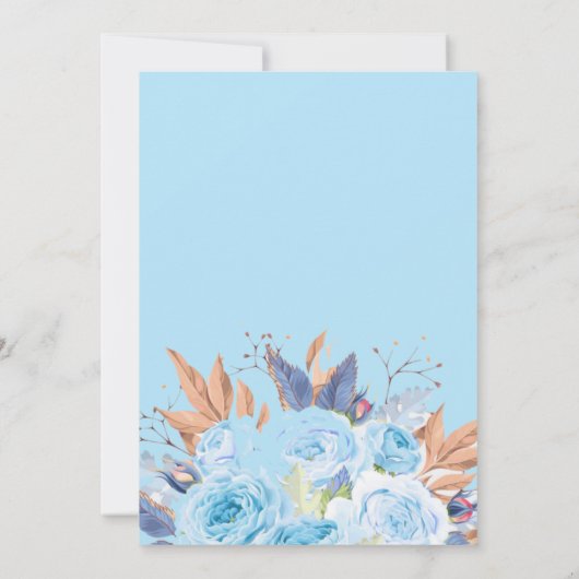 その少年の青い植物学のフローラ少年の赤ちゃんシャワー 招待状 (裏面)