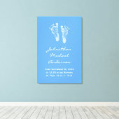 その少年ブルーベビー足跡の誕生の発表 キャンバスプリント (インサイチュ (ウッドフロア))