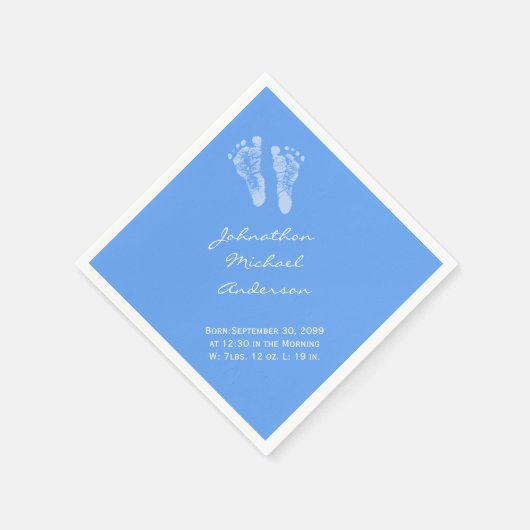 その少年ブルーベビー足跡の誕生の発表 スタンダードカクテルナプキン (角)