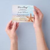 その少年、赤ちゃんシャワー、ビーチ写真の招待 チラシ (手)