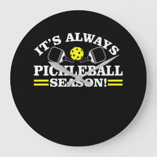 その常にPickleballの季節のおもしろいなワイシャツ ラージ壁時計