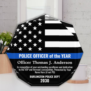 その年の警察官の細い青い線の従業員 表彰盾