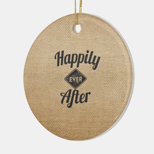 その後ずっと幸福にヴィンテージのバーラップ セラミックオーナメント (左)