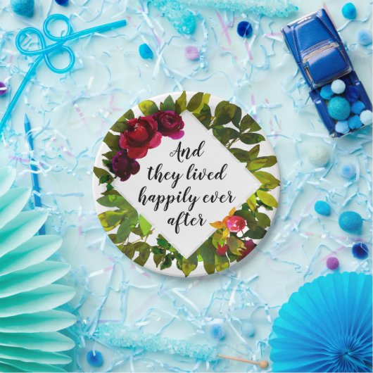 その後ずっと幸福に花の結婚式の引き出物 ペーパープレート (パーティー)