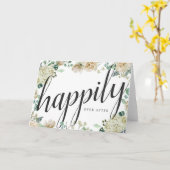 その後ずっと結婚するクリーム色の水彩画の花柄幸福に カード (黄色い花)