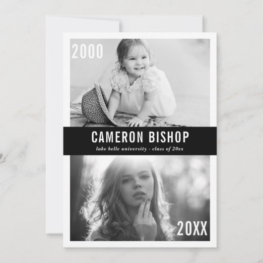 その後と今の写真卒業パーティー招待状 招待状 (正面)