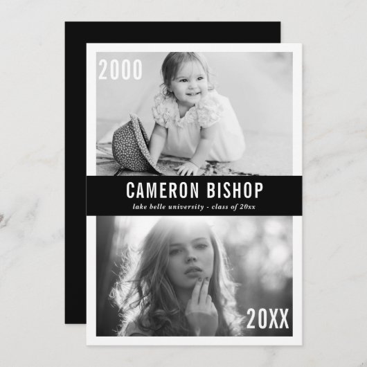 その後と今の写真卒業パーティー招待状 招待状 (正面/裏面)