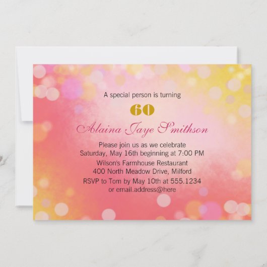 その後と今より年上の女性の写真誕生日 招待状 (裏面)