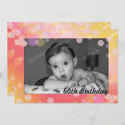 その後と今より年上の女性の写真誕生日 招待状 (正面/裏面)