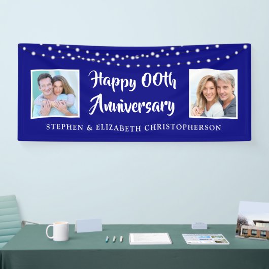 その後の任意の記念日と今の写真ライトブルー 横断幕 (トレードショー)