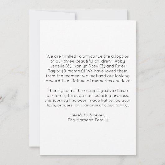 「その後も幸せな気持ちで」写真の採用のお知らせ 招待状 (裏面)