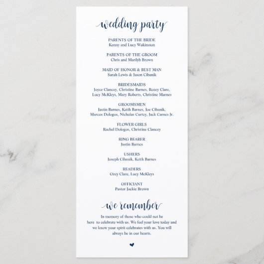 その後も楽しくモダンの式結婚プログラム プログラム (裏面)