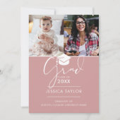 その後ピンクと今3枚の写真卒業の発表 招待状 (正面)