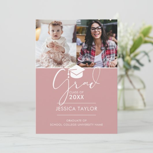 その後ピンクと今3枚の写真卒業の発表 招待状 (スタンド正面)