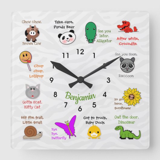 その後、アリゲーターライムウォールクロック スクエア壁時計 (正面)