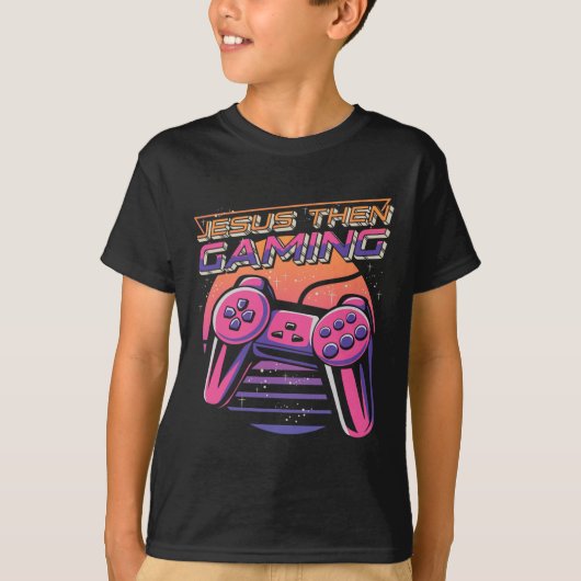 その後、ゲーマーキリスト教ボーイズのビデオゲームの制御 Tシャツ (正面)
