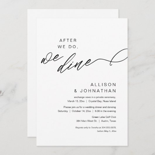 その後、我々はモダン結婚の駆け落ち 招待状 (正面/裏面)