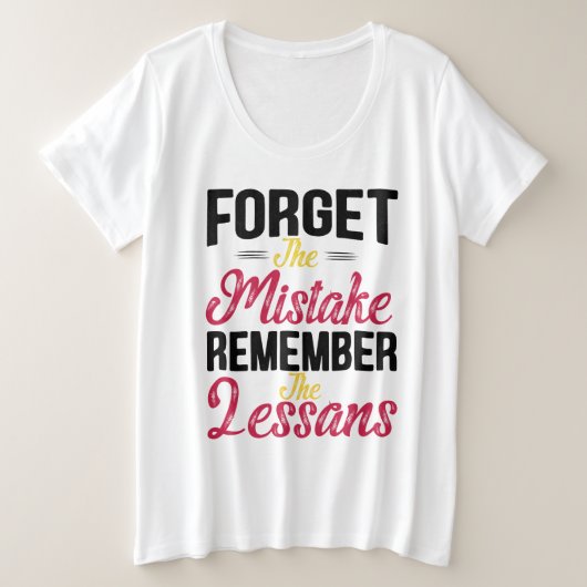 その忘れ過ちは教訓ヴィンテージを思い出す プラスサイズTシャツ (デザイン正面)