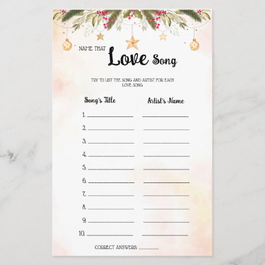 その愛する歌クリスマスブライダルシャワーゲーム チラシ (正面)