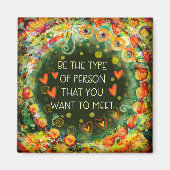 その感動的人の引用文かわいらしフローラ マグネット (正面)