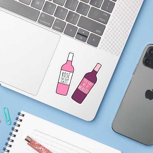 その日はメルロでロゼを遠くに シール (ノートパソコンとiPhone)