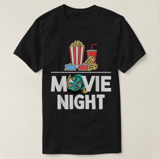 その映画の夜のおもしろい踊りポップコーン漬けホットD Tシャツ (デザイン正面)