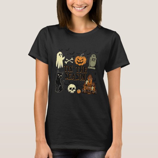 その時が来た ゴースト ハロウィン パンプキン スプーキーな雰囲気 Tシャツ (正面)