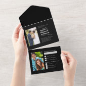 その時と現在 ブラックシルバー 25周年記念 オールインワン招待状 (貼ってはがせる)