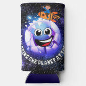 その時に一つの惑星を探索する。ロケットに乗った少年 スリム缶クーラー (裏面)