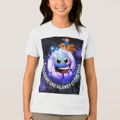 その時に一つの惑星を探索する。ロケットに乗った少年 トライブレンドＴシャツ (正面)