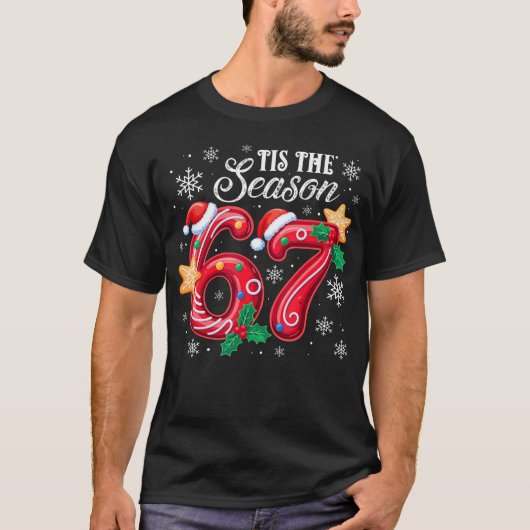 その時期がやってきた 67 シックス セブン クリスマス ブレインロット メモ Tシャツ (正面)