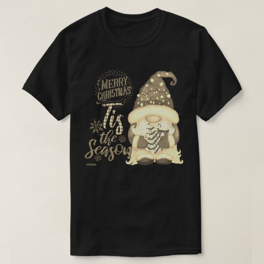 その時節となりました 面白い クリスマス グノーム Tシャツ (デザイン正面)