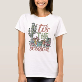 その時節 西部カウボーイブーツ クリスマス Tシャツ