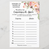 その曲に名前を付けるブライダルシャワー英語ゲスペインのーム (裏面)