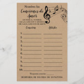 その曲に名前を付けるブライダルシャワー英語ゲスペインのーム (裏面)