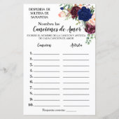 その曲に名前を付けるブライダルシャワー英語ゲスペインのーム (裏面)